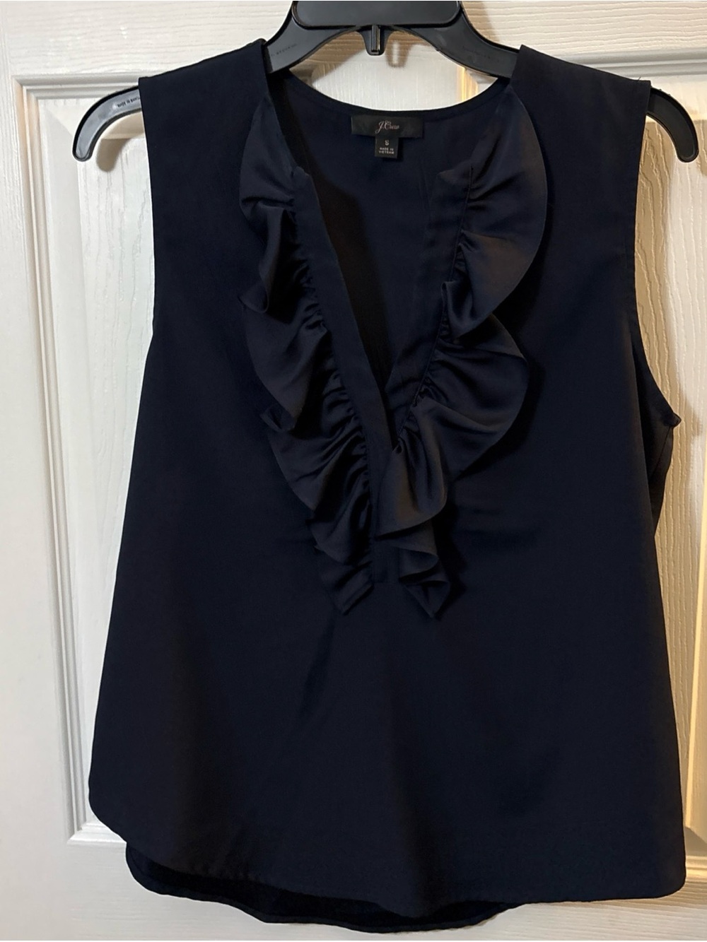 J. Crew Navy Ruffle V-Neck Sleeveless Camisole